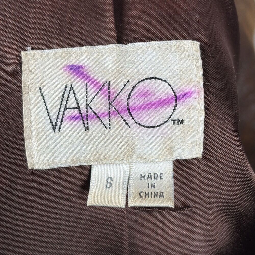 Vintage Vakko Womens Trucker Style Leather Jacket Small Brown Casual Cool Girl - Picture 3 of 7